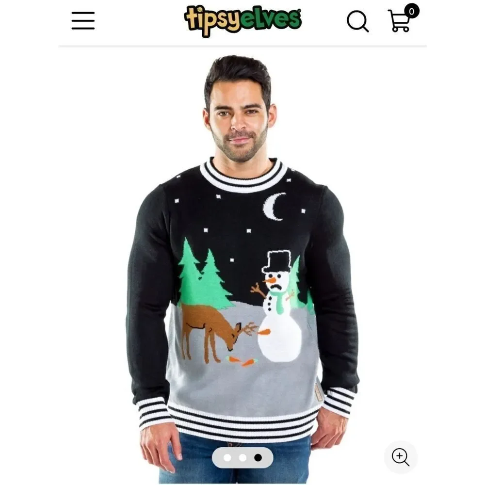 Tipsy Elves XL Ugly Christmas Sweater Carrot Trail Nightmare Reindeer